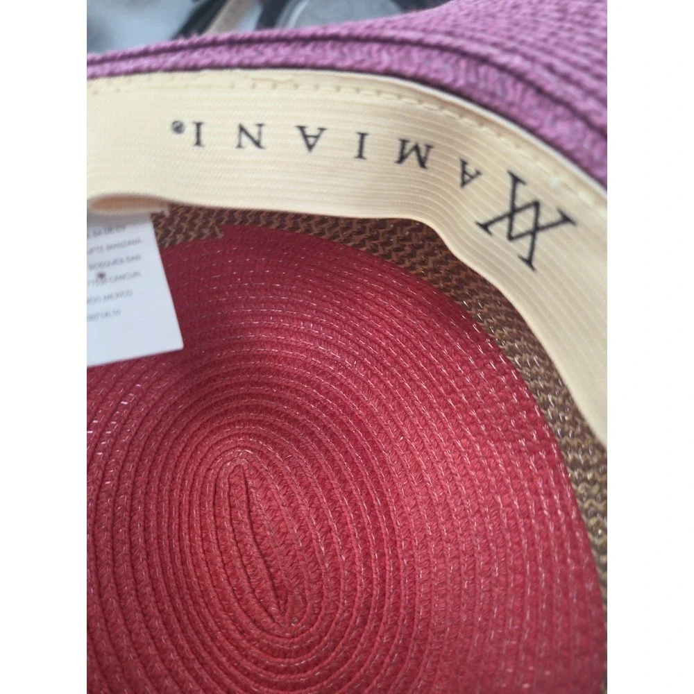 Amiani Wide Brim Straw-Look Sun Dual Tone Hat Pink And Purple Barbiecore